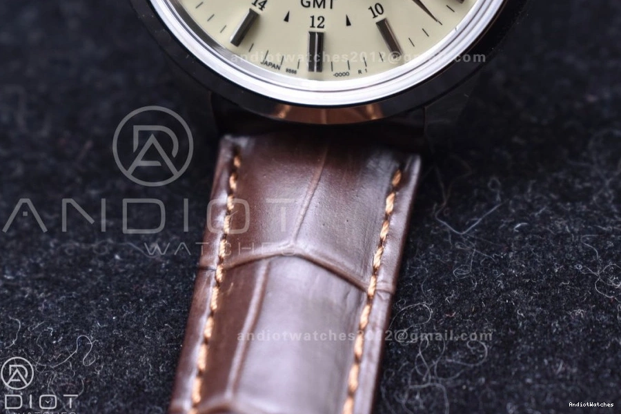 886 Leather Strap GSF 1:1 GMT Seiko NH Elegance Dial on SS Grand Brown Best Cream Reliable Edition 0710